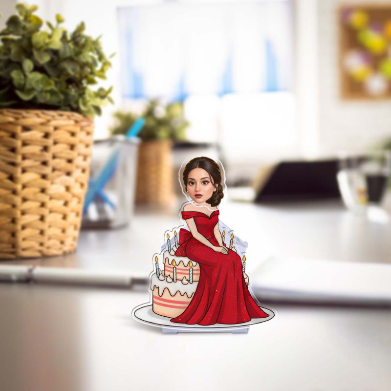 Personalized Bobble Head Birthday Caricature for Girls Solar Powered Shaking Head Custom with Face Photo Cutout Birthday Gift for Bestie, Friends, Sister